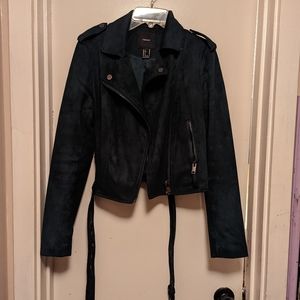 Green suede moto jacket